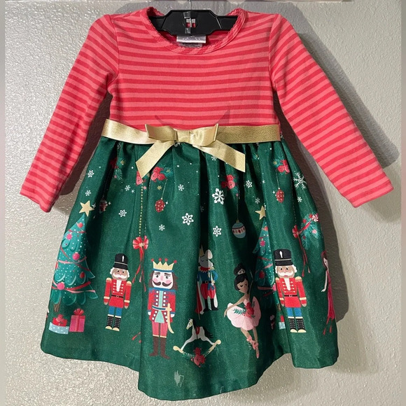 iris & ivy Other - Iris & Ivy Kids' Nutcracker Stripe Long Sleeve Party Dress - Size 18M